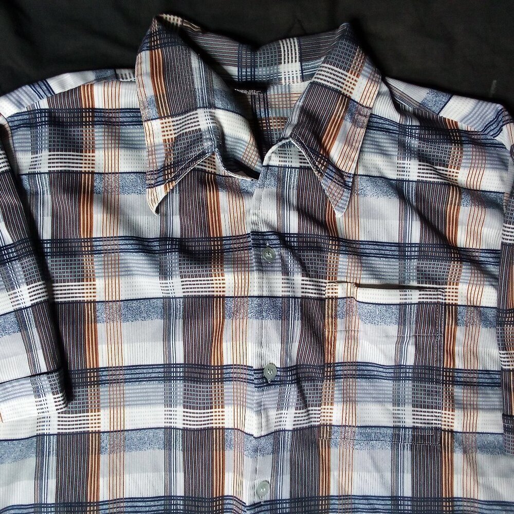Vintage Joel California Plaid Polyester Disco Shirt